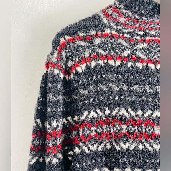 Neve Fair Isle Nordic print Wool blend Cozy Sweater Mock neck Size Medium - Picture 5 of 7